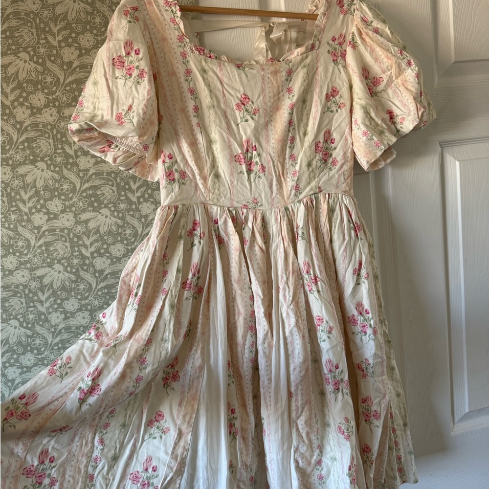 Ivy City Co Pink and Cream Floral Dress